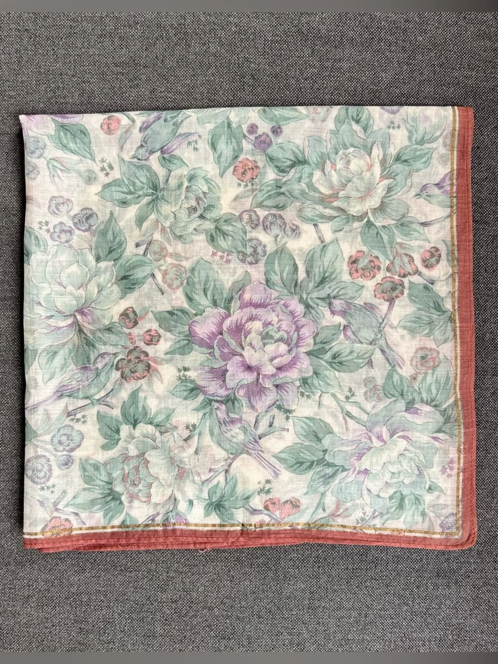 Mariano Rubinacci Floral Print Neckerchief Pocket Square Bandana Earth Tone NWOT